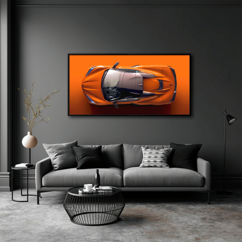 Chevrolet Corvette C8 Stingray Wall Art – Orange Supercar Canvas Print Cars