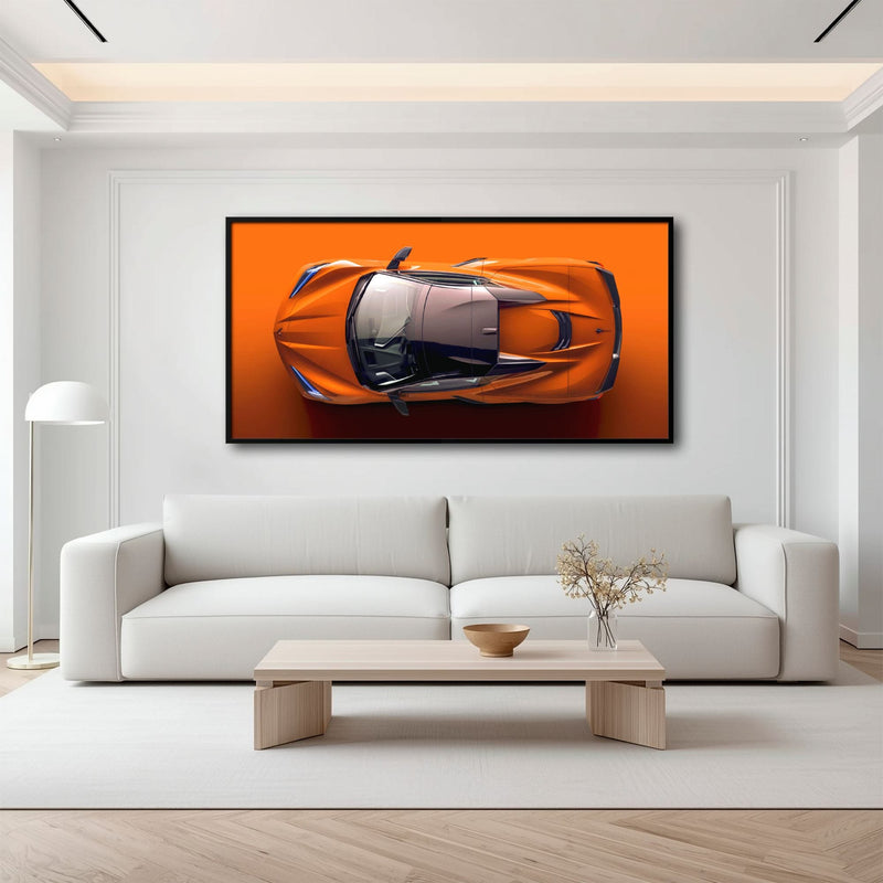 Chevrolet Corvette C8 Stingray Wall Art – Orange Supercar Canvas Print Cars