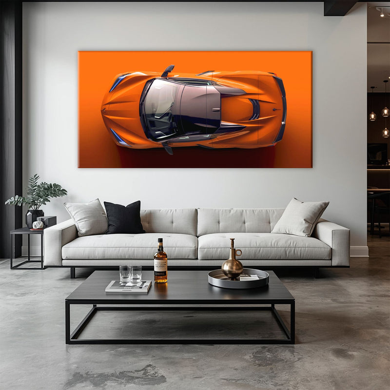 Chevrolet Corvette C8 Stingray Wall Art – Orange Supercar Canvas Print Cars