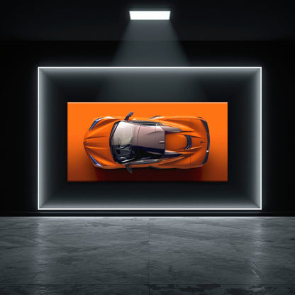 Chevrolet Corvette C8 Stingray Wall Art – Orange Supercar Canvas Print Cars