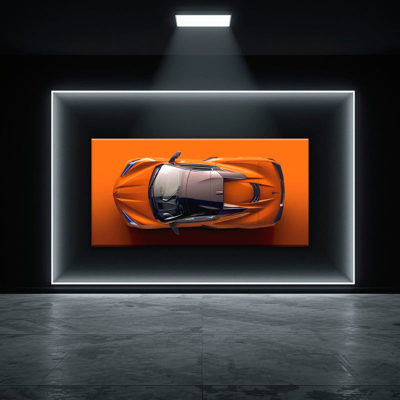 Chevrolet Corvette C8 Stingray Wall Art – Orange Supercar Canvas Print Cars