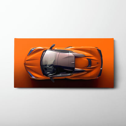 Chevrolet Corvette C8 Stingray Wall Art – Orange Supercar Canvas Print Cars