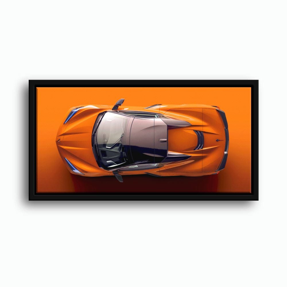 Chevrolet Corvette C8 Stingray Wall Art – Orange Supercar Canvas Print Cars