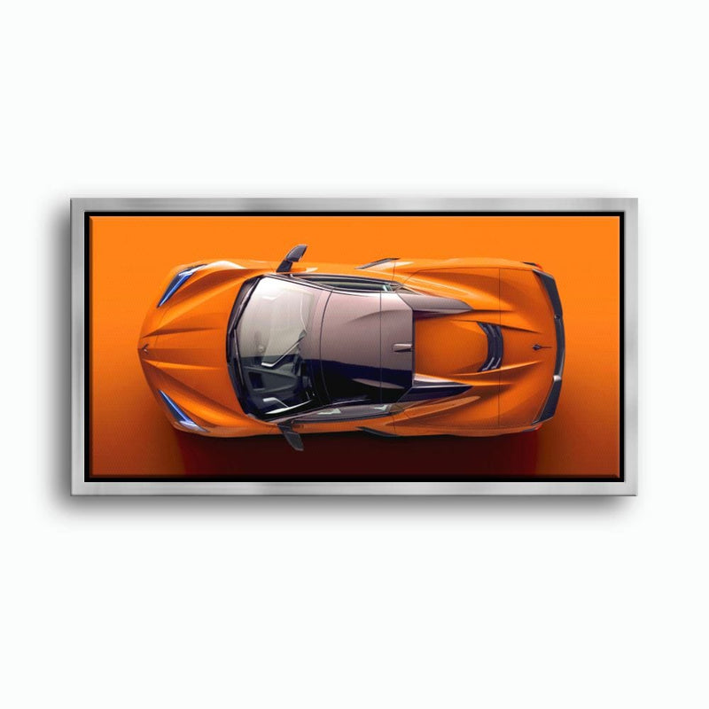 Chevrolet Corvette C8 Stingray Wall Art – Orange Supercar Canvas Print Cars