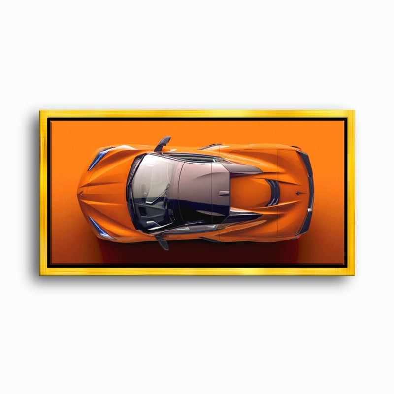 Chevrolet Corvette C8 Stingray Wall Art – Orange Supercar Canvas Print Cars