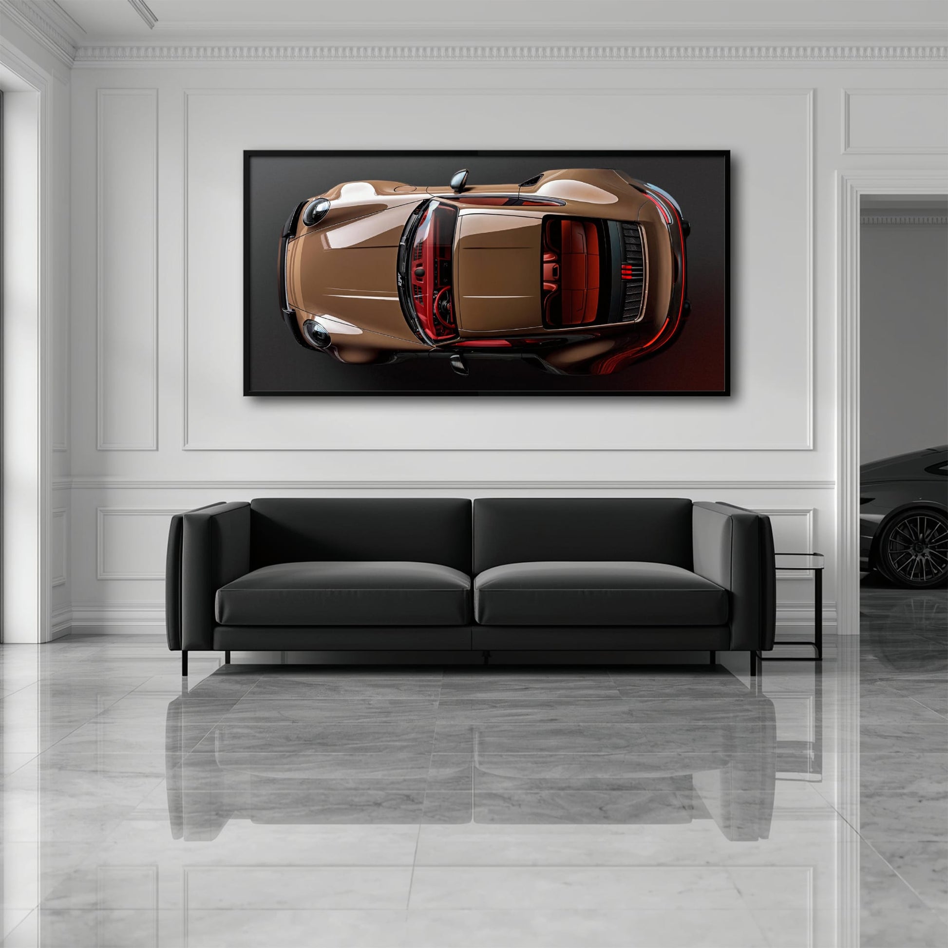 Porsche 911 Bronze Nocturne Wall Art – Classic Sports Car Canvas Print Cars