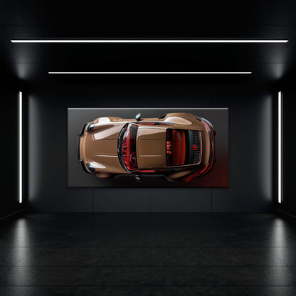 Porsche 911 Bronze Nocturne Wall Art – Classic Sports Car Canvas Print Cars