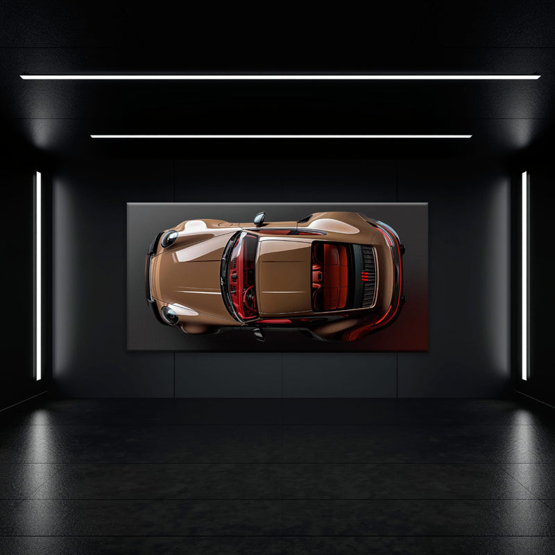 Porsche 911 Bronze Nocturne Wall Art – Classic Sports Car Canvas Print Cars