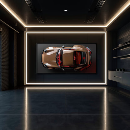 Porsche 911 Bronze Nocturne Wall Art – Classic Sports Car Canvas Print Cars