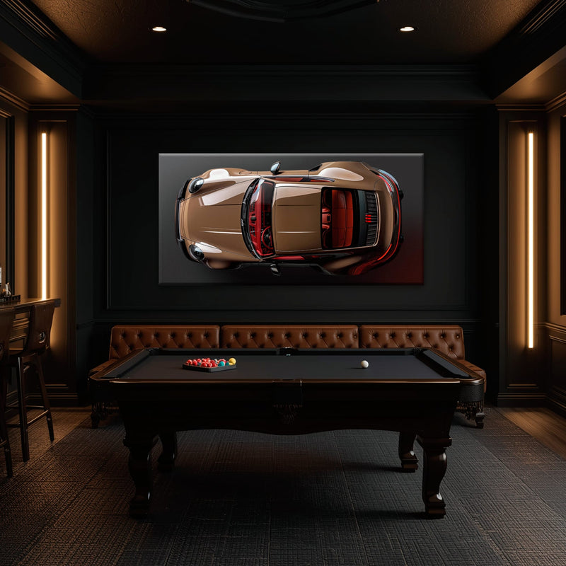 Porsche 911 Bronze Nocturne Wall Art – Classic Sports Car Canvas Print Cars