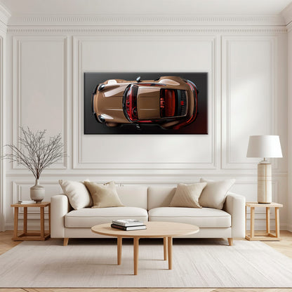 Porsche 911 Bronze Nocturne Wall Art – Classic Sports Car Canvas Print Cars