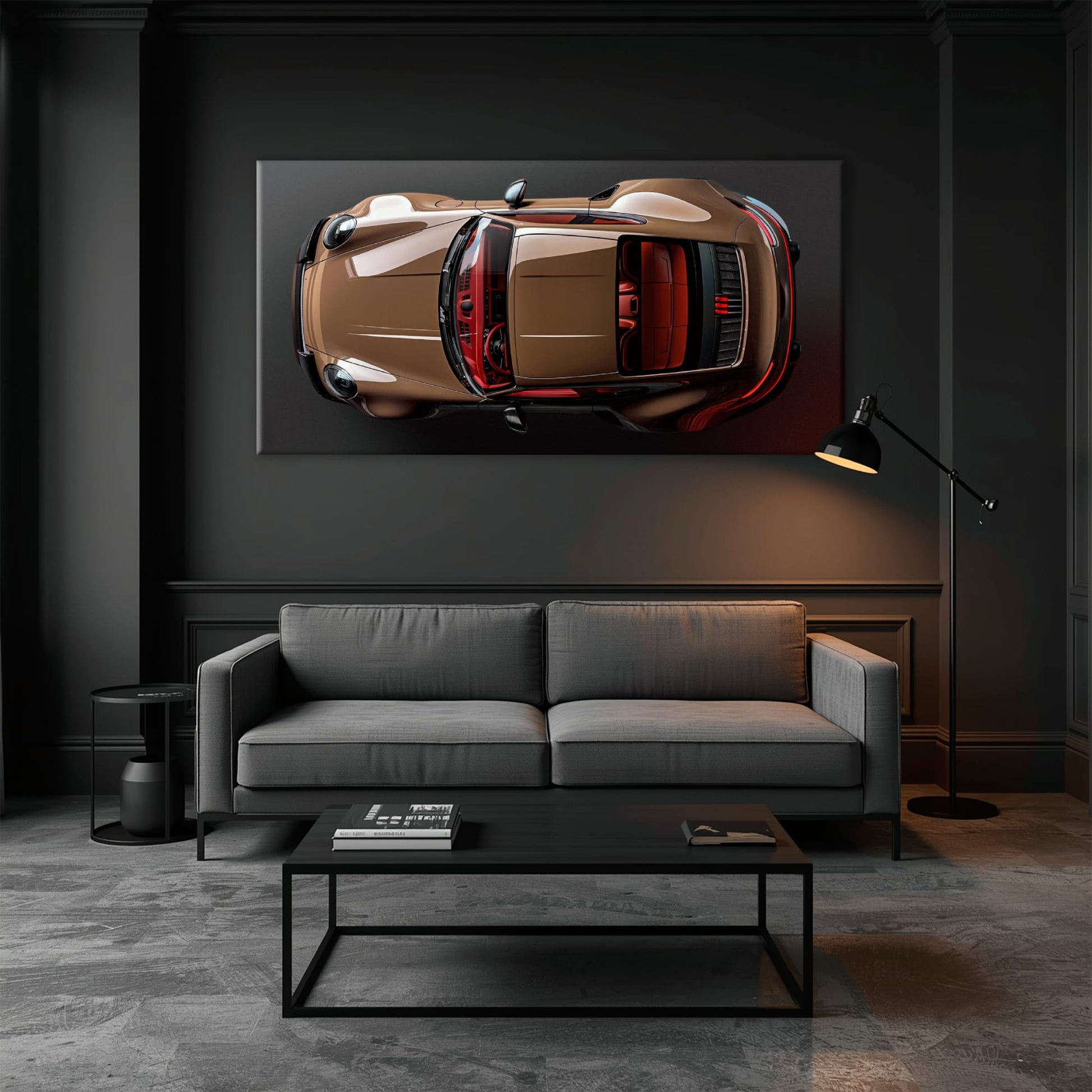 Porsche 911 Bronze Nocturne Wall Art – Classic Sports Car Canvas Print Cars