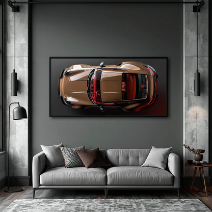 Porsche 911 Bronze Nocturne Wall Art – Classic Sports Car Canvas Print Cars
