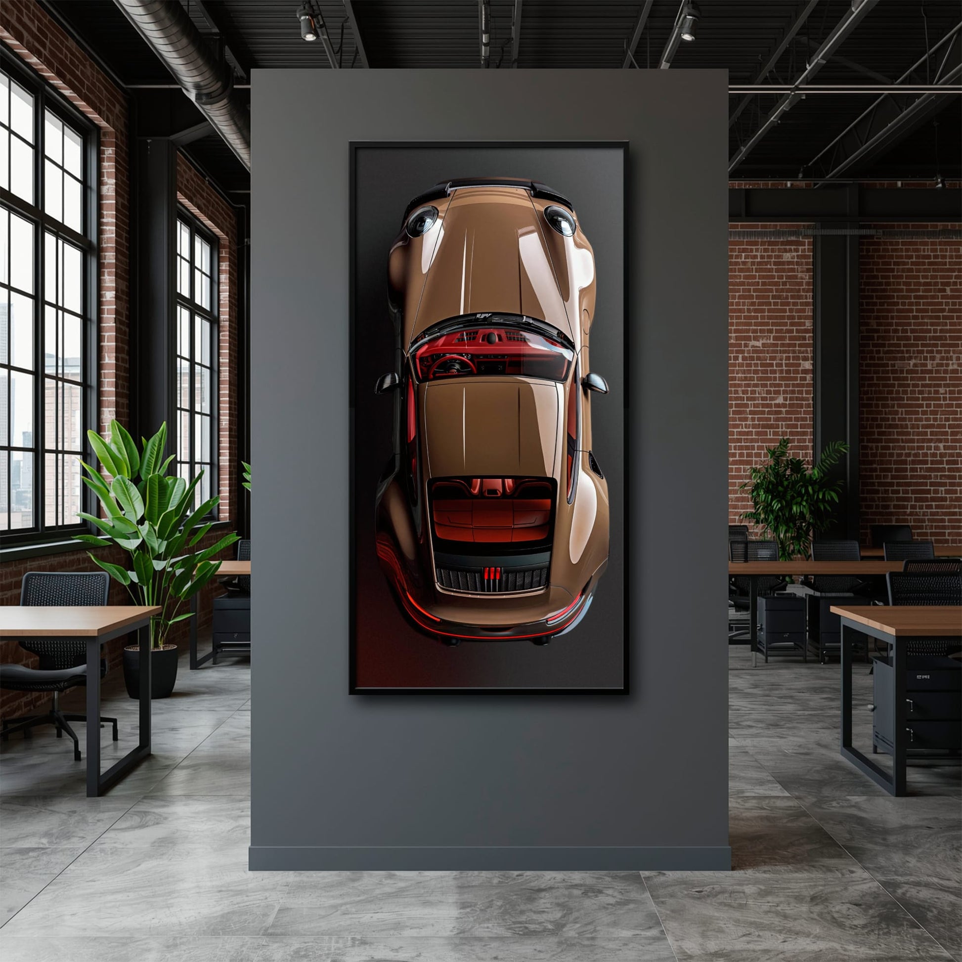 Porsche 911 Bronze Nocturne Wall Art – Classic Sports Car Canvas Print Cars
