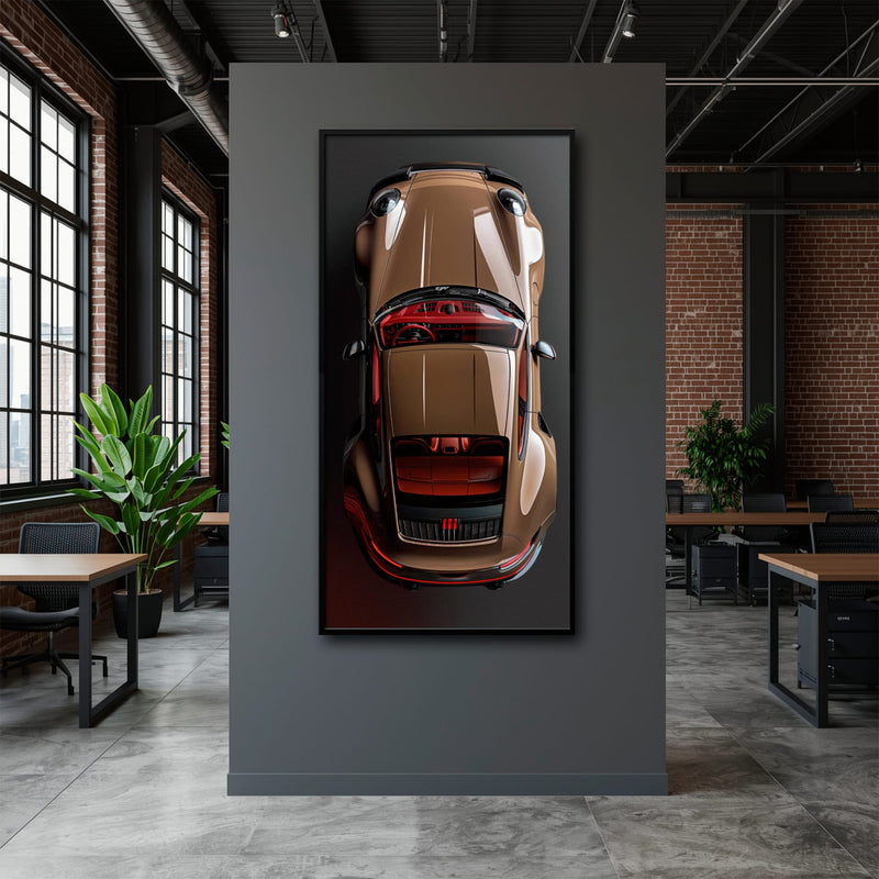 Porsche 911 Bronze Nocturne Wall Art – Classic Sports Car Canvas Print Cars