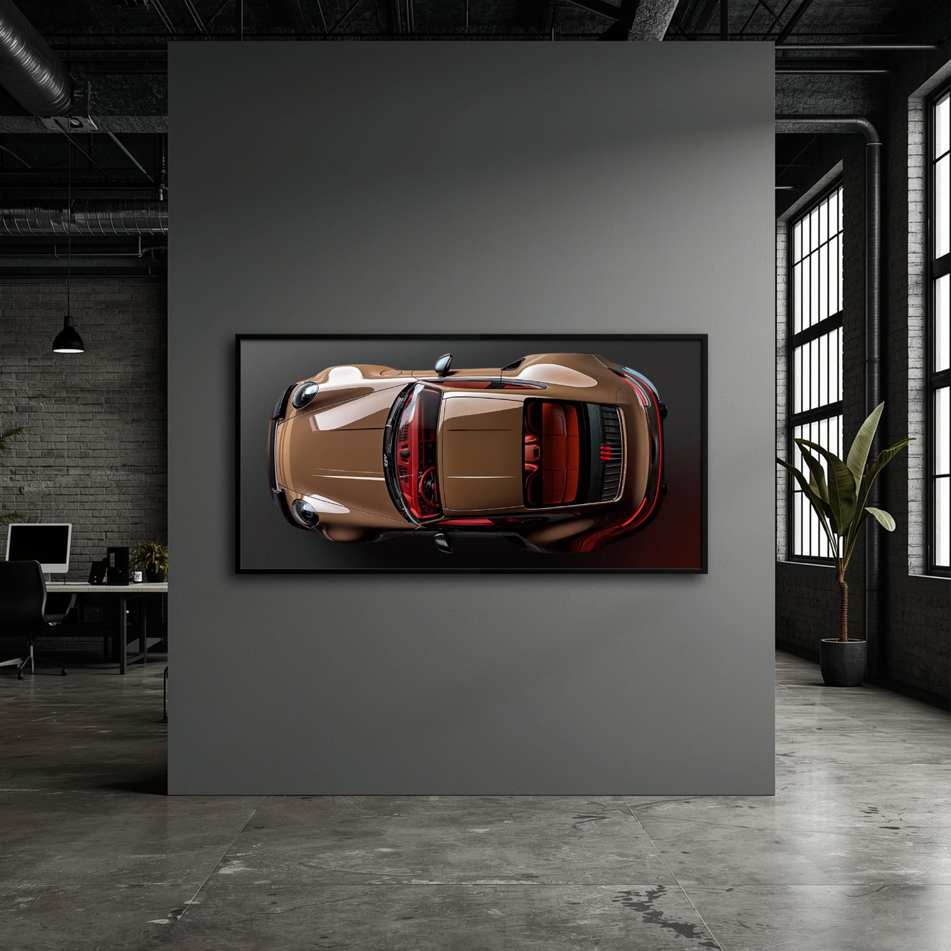 Porsche 911 Bronze Nocturne Wall Art – Classic Sports Car Canvas Print Cars