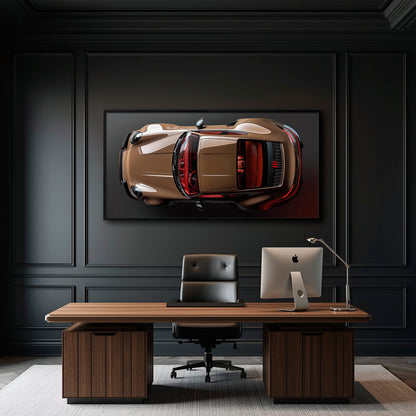 Porsche 911 Bronze Nocturne Wall Art – Classic Sports Car Canvas Print Cars