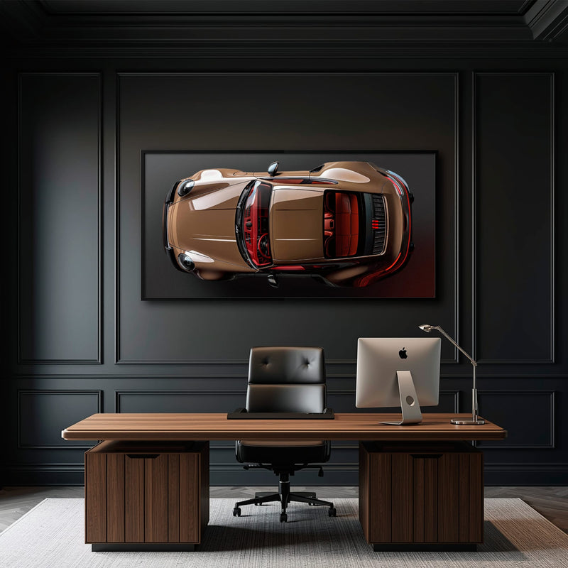 Porsche 911 Bronze Nocturne Wall Art – Classic Sports Car Canvas Print Cars
