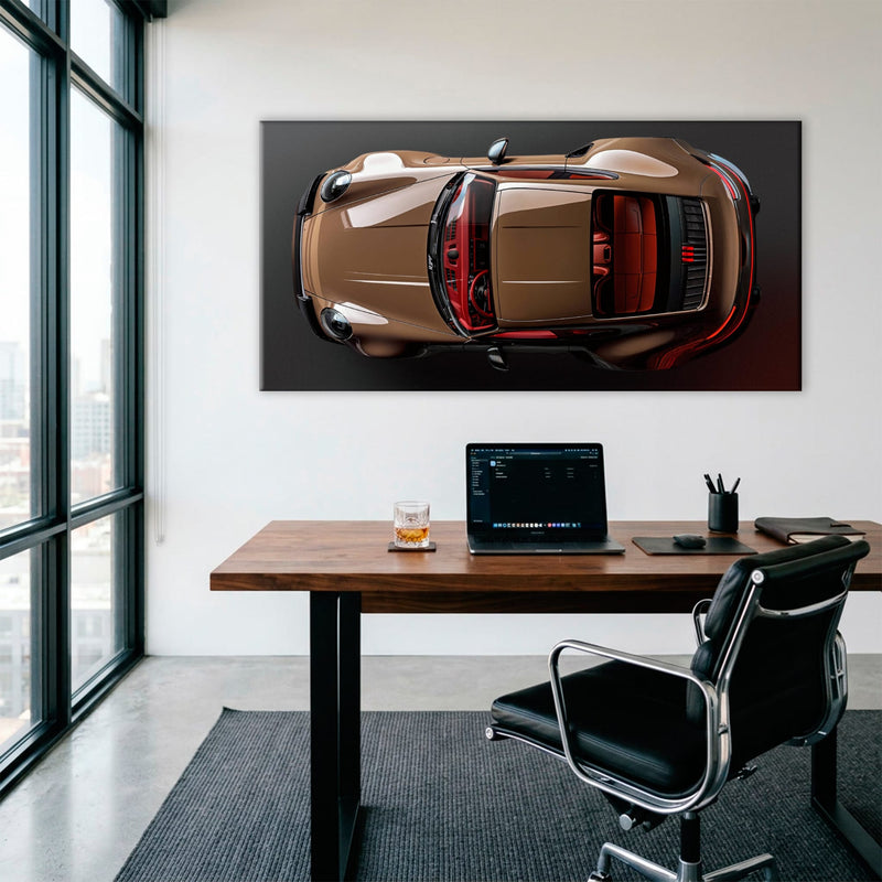 Porsche 911 Bronze Nocturne Wall Art – Classic Sports Car Canvas Print Cars