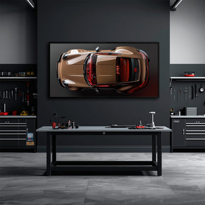 Porsche 911 Bronze Nocturne Wall Art – Classic Sports Car Canvas Print Cars