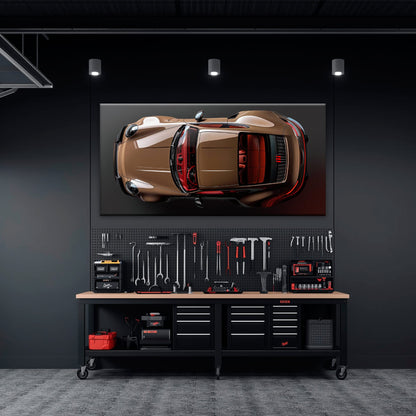 Porsche 911 Bronze Nocturne Wall Art – Classic Sports Car Canvas Print Cars