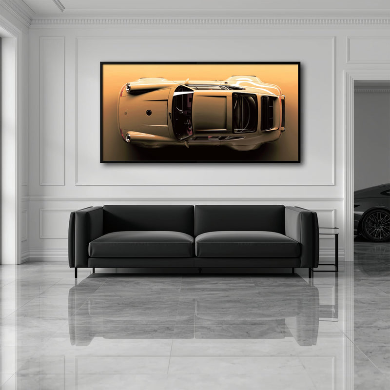 Beige Porsche 911 Wall Art – Champagne Drift Canvas Print Cars