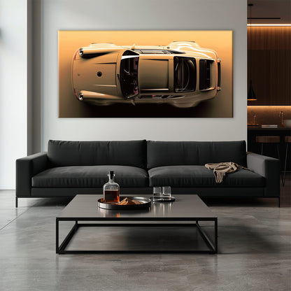 Beige Porsche 911 Wall Art – Champagne Drift Canvas Print Cars