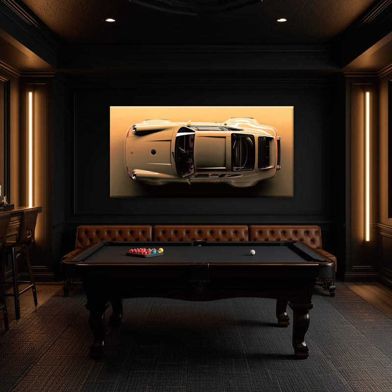 Beige Porsche 911 Wall Art – Champagne Drift Canvas Print Cars