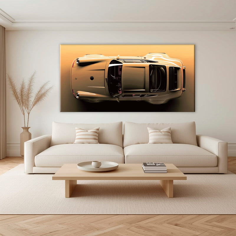 Beige Porsche 911 Wall Art – Champagne Drift Canvas Print Cars