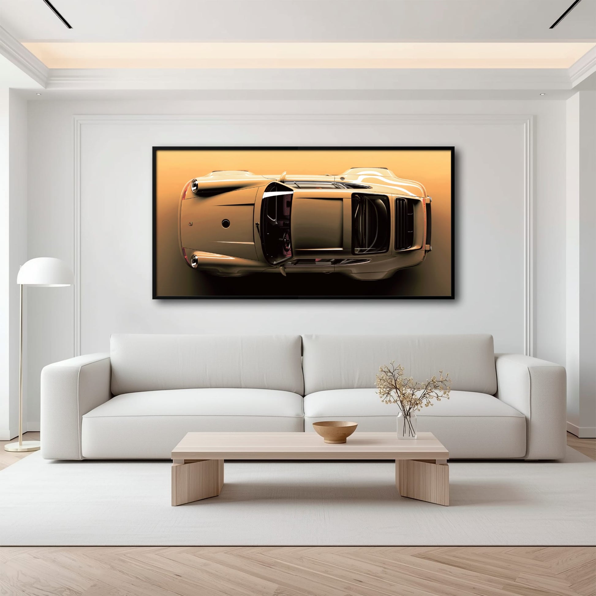 Beige Porsche 911 Wall Art – Champagne Drift Canvas Print Cars