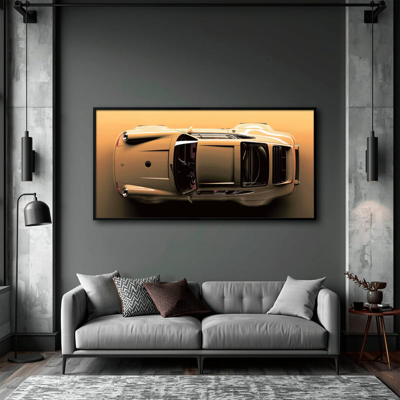 Beige Porsche 911 Wall Art – Champagne Drift Canvas Print Cars