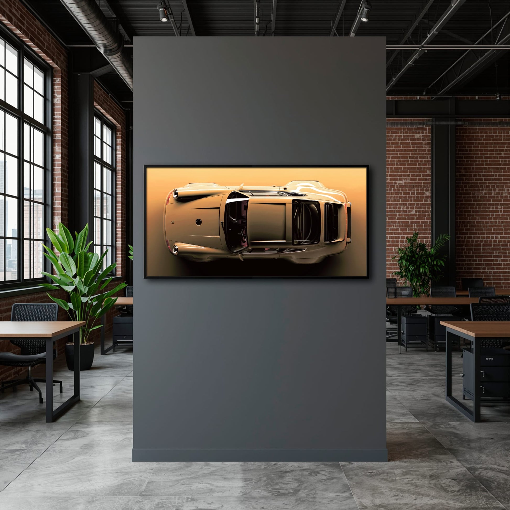 Beige Porsche 911 Wall Art – Champagne Drift Canvas Print Cars
