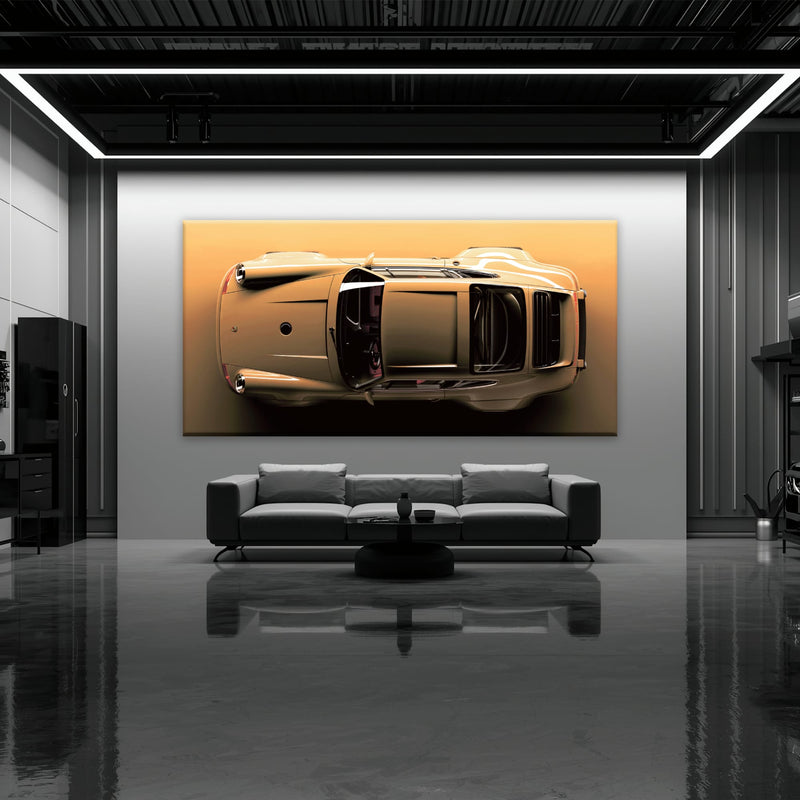 Beige Porsche 911 Wall Art – Champagne Drift Canvas Print Cars