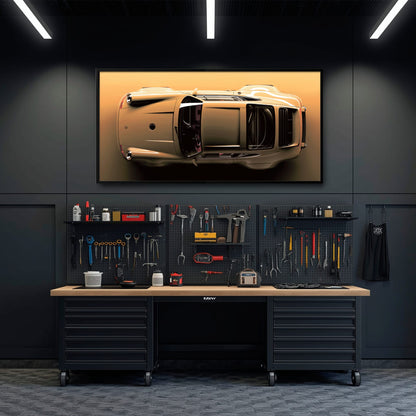 Beige Porsche 911 Wall Art – Champagne Drift Canvas Print Cars