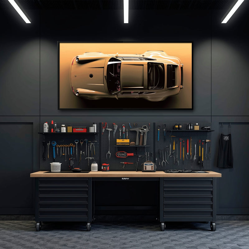 Beige Porsche 911 Wall Art – Champagne Drift Canvas Print Cars