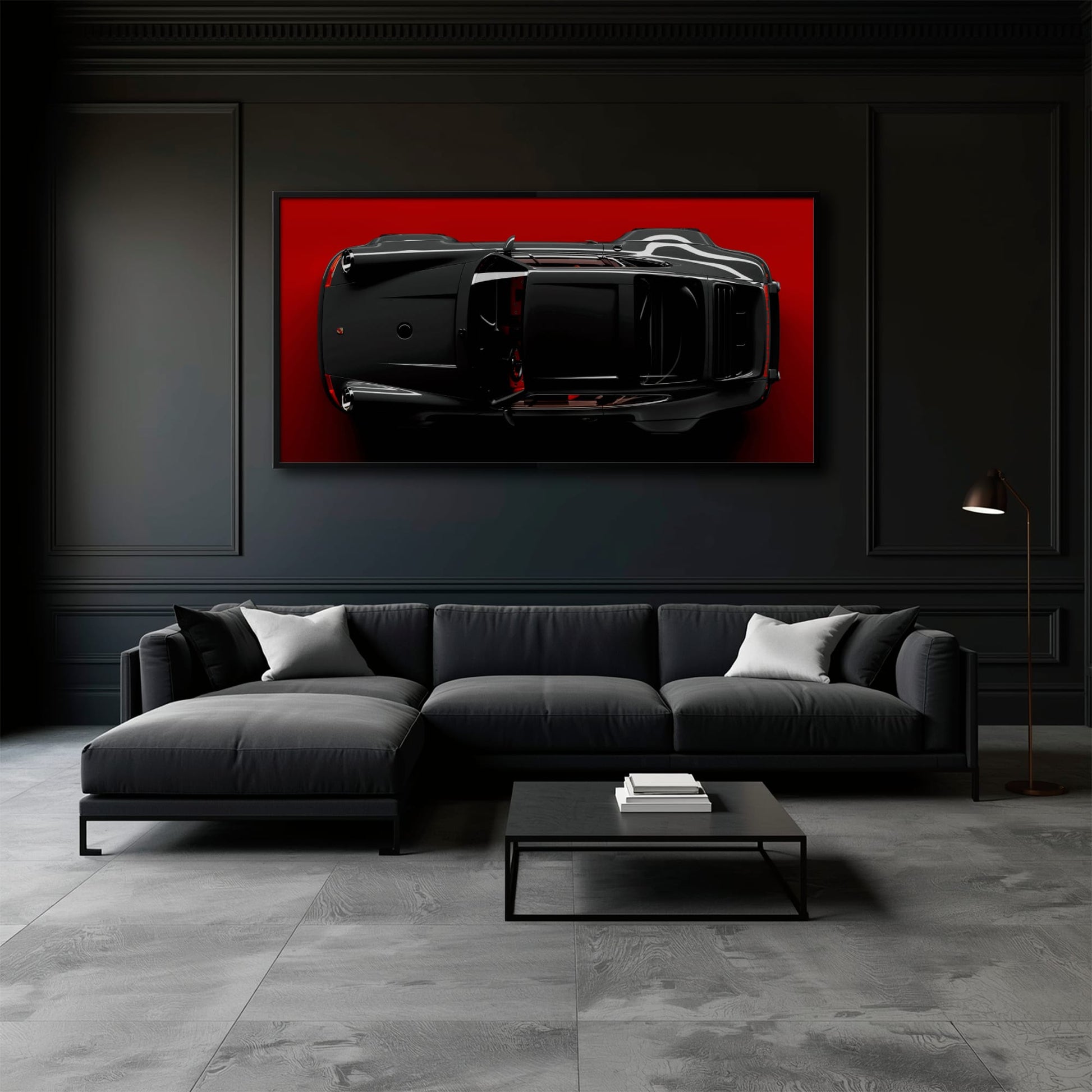 Black Porsche 911 Wall Art – Crimson Phantom Canvas Print Cars