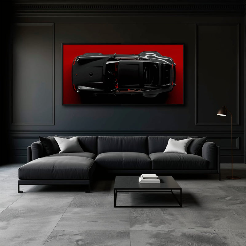 Black Porsche 911 Wall Art – Crimson Phantom Canvas Print Cars