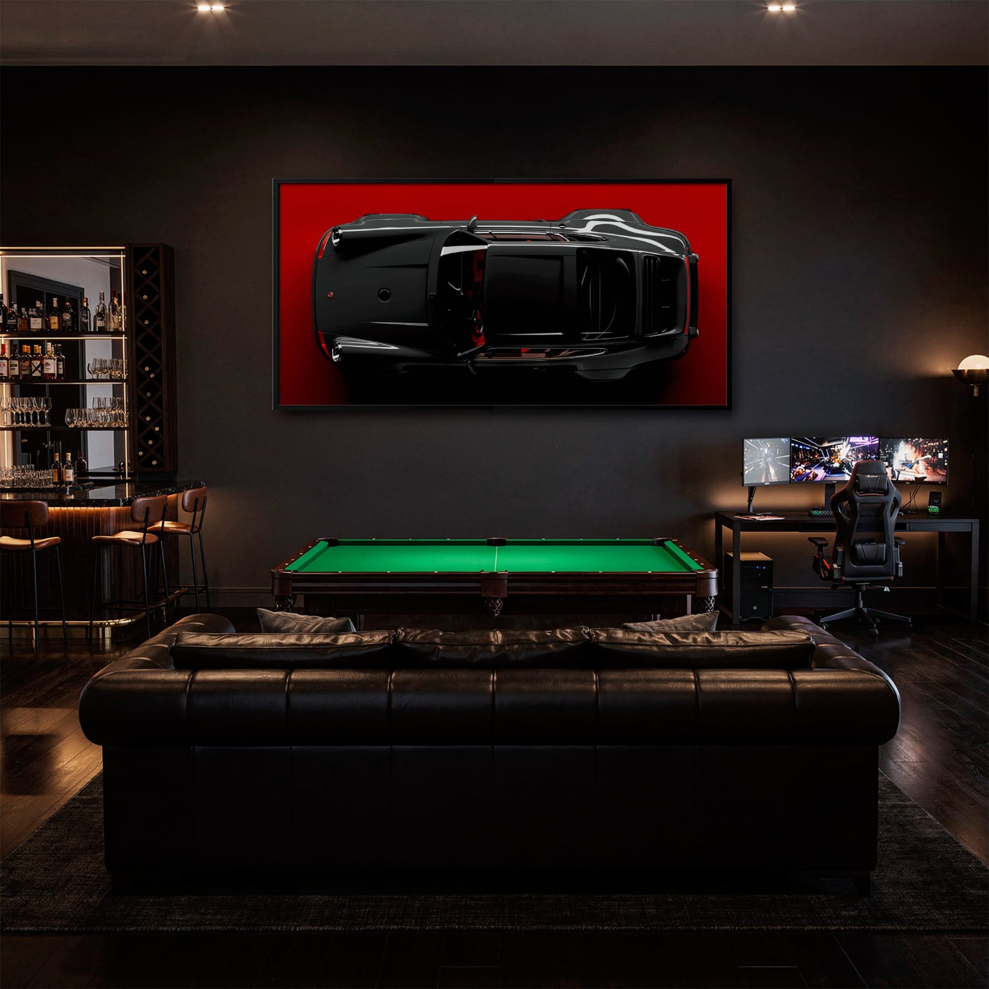Black Porsche 911 Wall Art – Crimson Phantom Canvas Print Cars