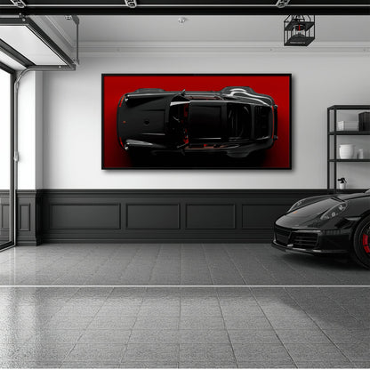 Black Porsche 911 Wall Art – Crimson Phantom Canvas Print Cars