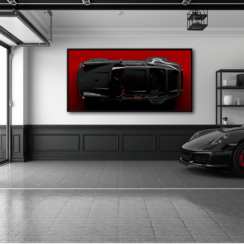 Black Porsche 911 Wall Art – Crimson Phantom Canvas Print Cars