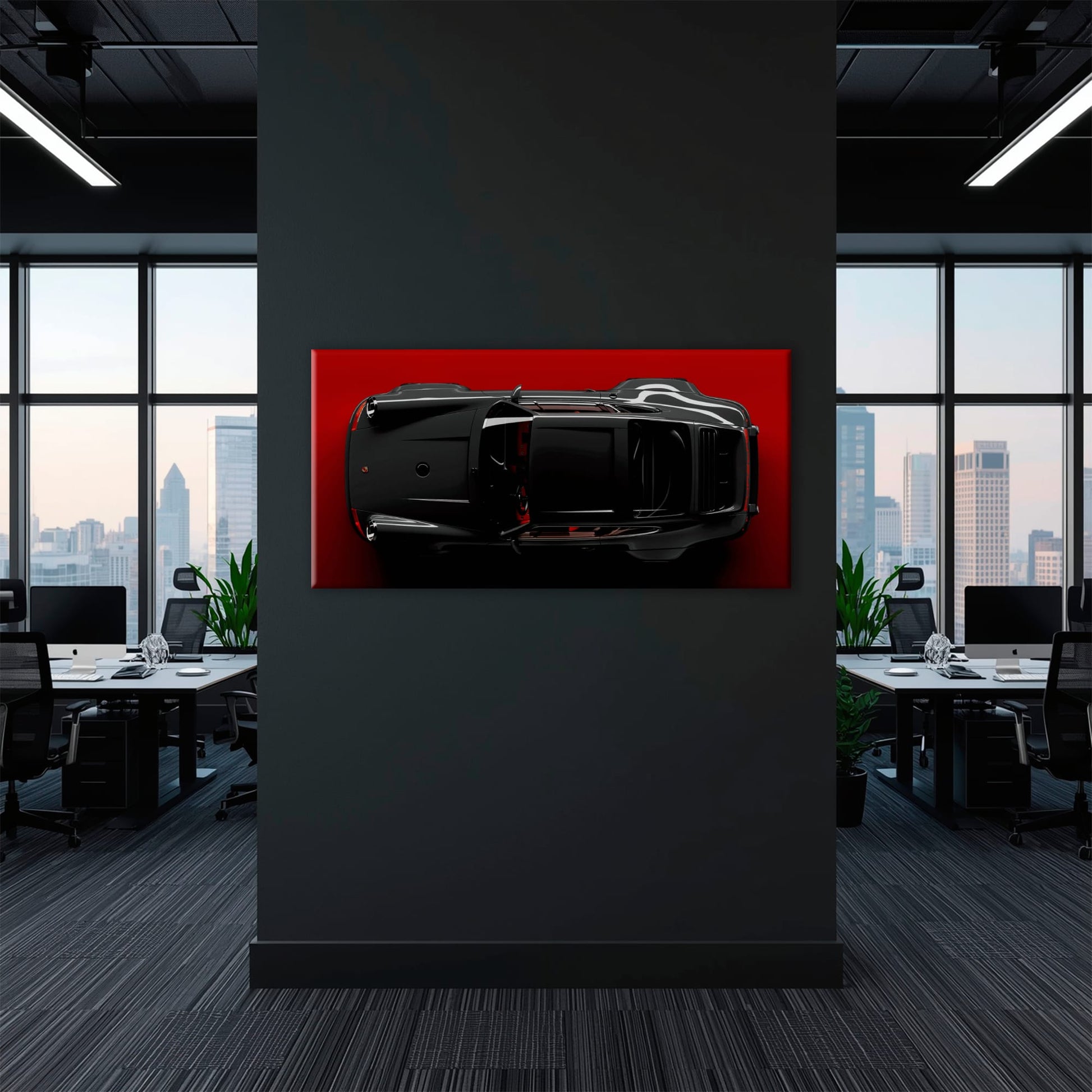 Black Porsche 911 Wall Art – Crimson Phantom Canvas Print Cars