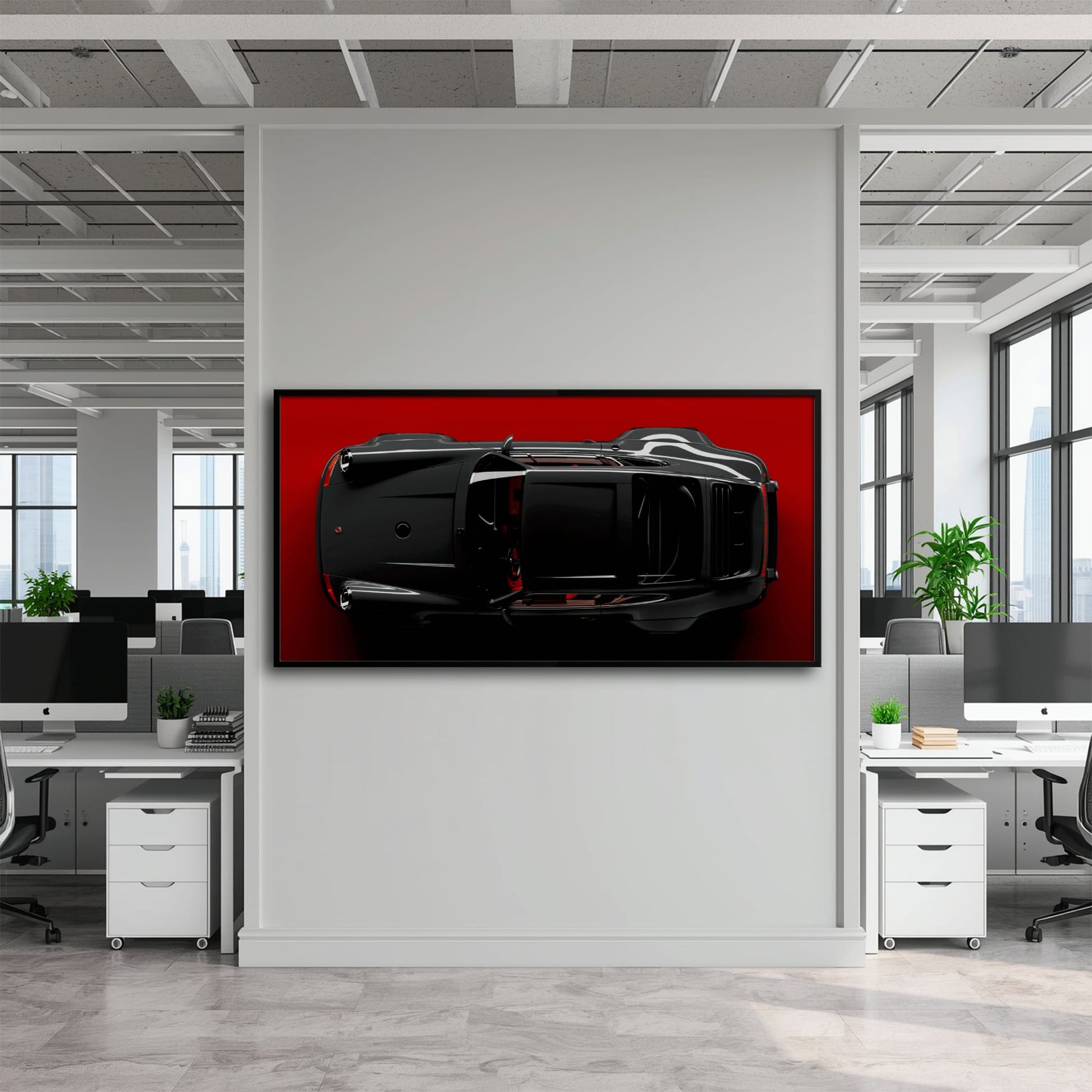 Black Porsche 911 Wall Art – Crimson Phantom Canvas Print Cars
