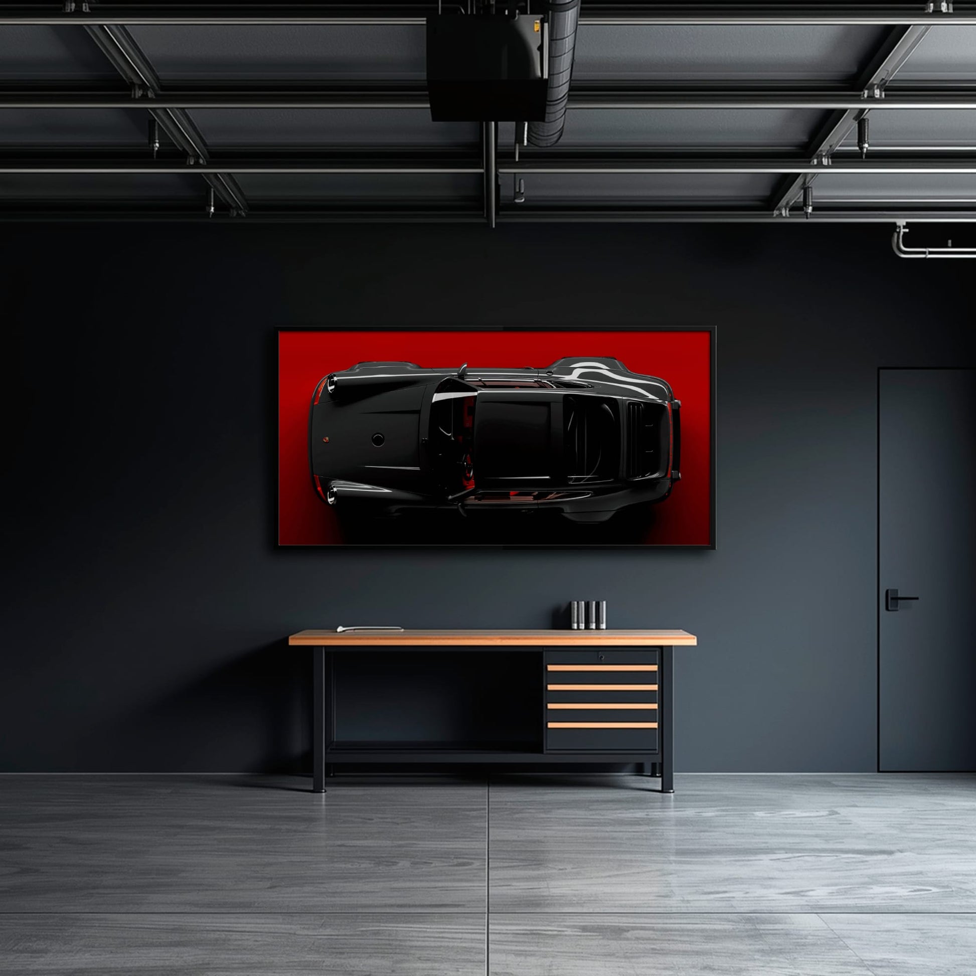 Black Porsche 911 Wall Art – Crimson Phantom Canvas Print Cars