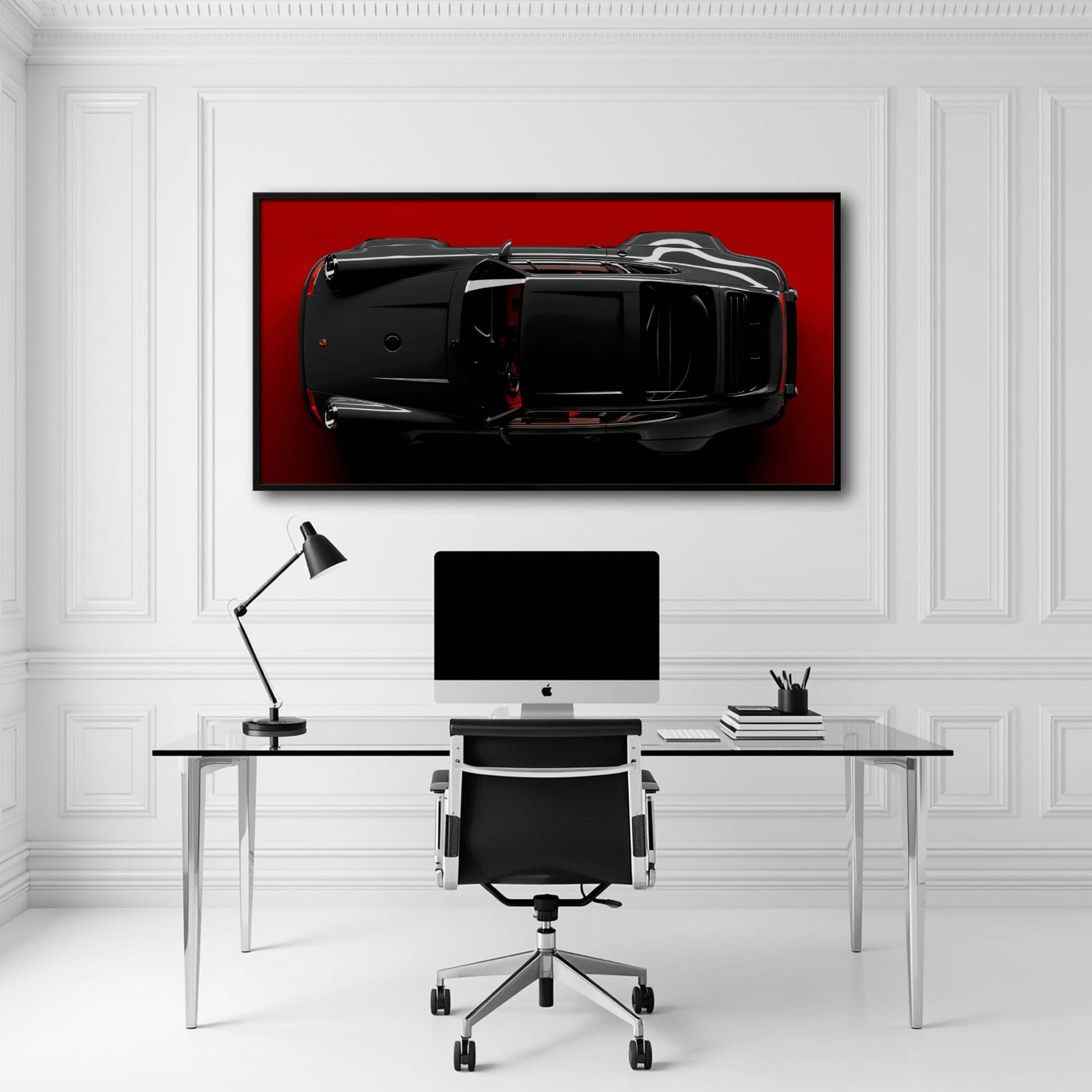 Black Porsche 911 Wall Art – Crimson Phantom Canvas Print Cars