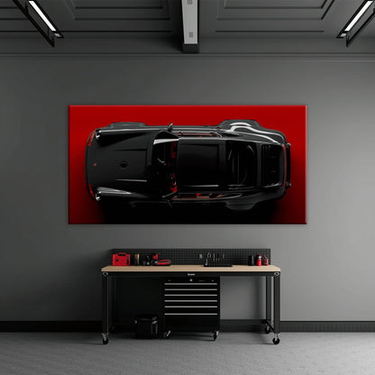 Black Porsche 911 Wall Art – Crimson Phantom Canvas Print Cars