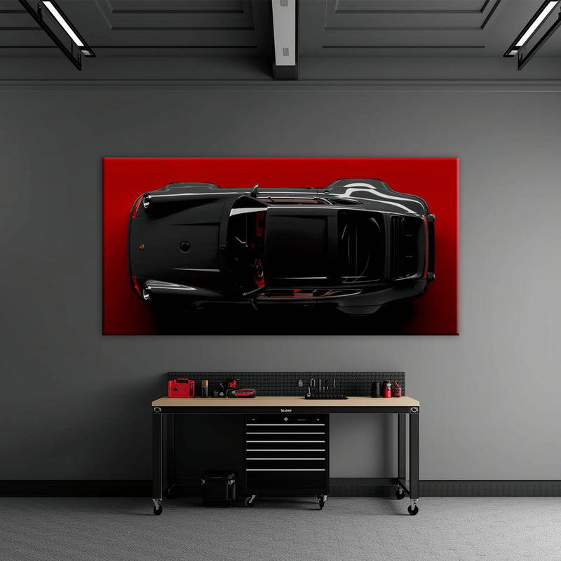 Black Porsche 911 Wall Art – Crimson Phantom Canvas Print Cars