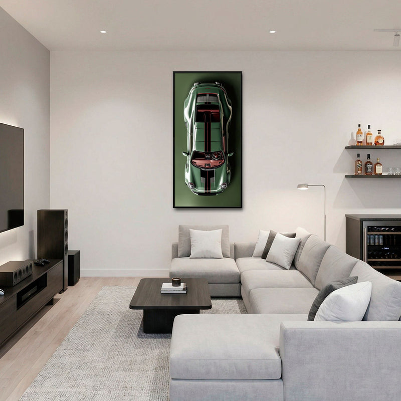 Green Porsche 911 Wall Art – Aerial View Sports Car Canvas Print Cars