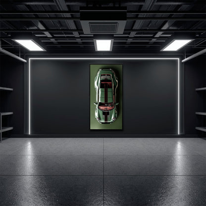 Green Porsche 911 Wall Art – Aerial View Sports Car Canvas Print Cars