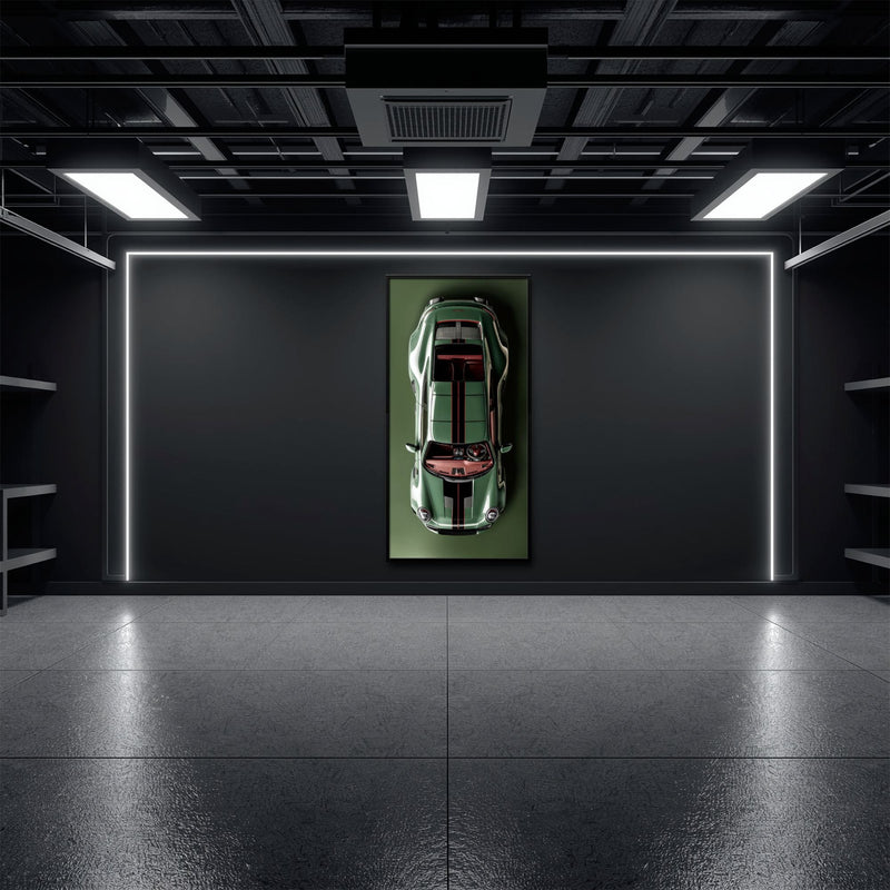 Green Porsche 911 Wall Art – Aerial View Sports Car Canvas Print Cars