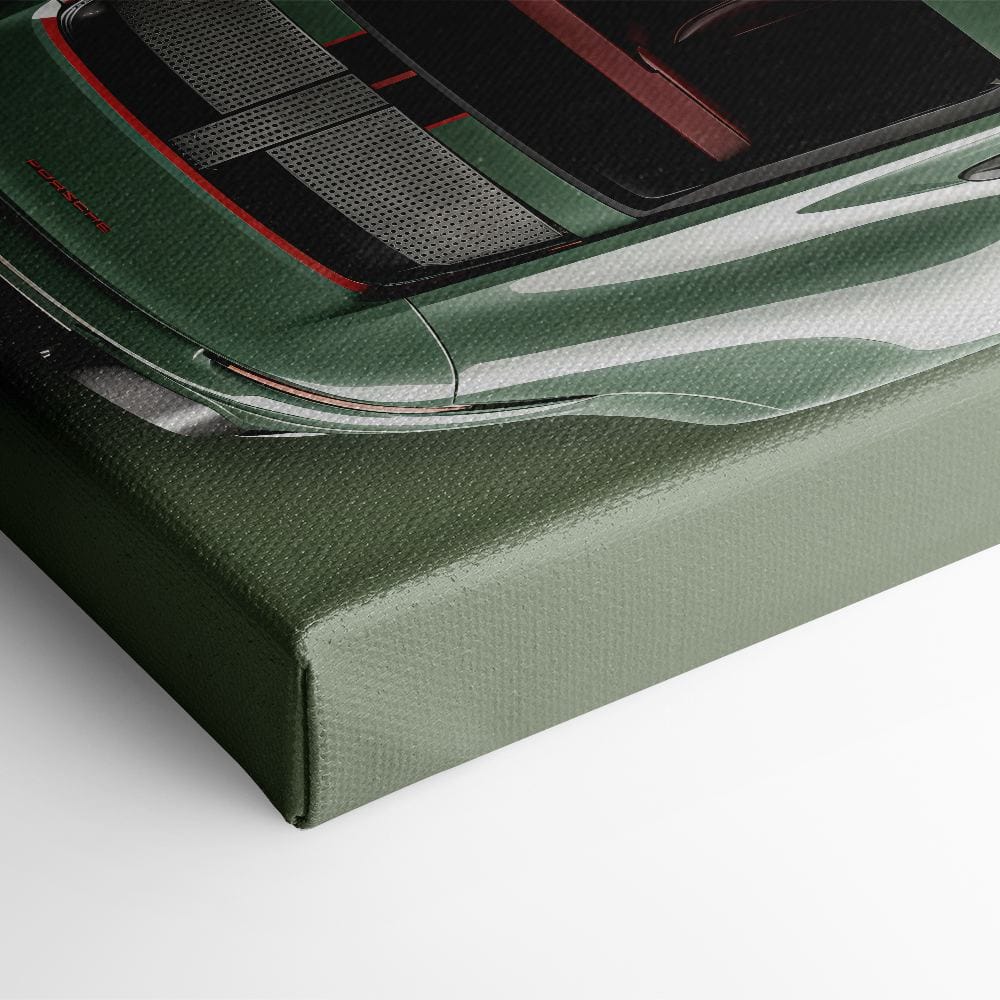 Green Porsche 911 Wall Art – Aerial View Sports Car Canvas Print Cars